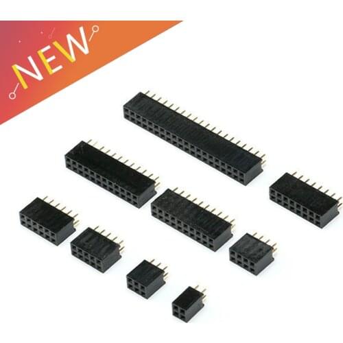 10Pcs 2.54mm 2x2/3/4/5/6/8/10/12/16/40 Pin Stright Female Double Row Pin Header Strip PCB Connector
