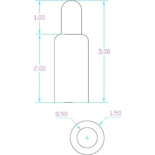 10pcs Miniature Spring Loaded Pogo Pin Connector Diameter 1.5 mm x 3.0 mm height Machined Single Pin 1u 50g force No Fange
