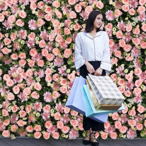 28Pcs/Lot Flower Wall Artificial Flowers Silk Rose Dried Flowers Hydrangea for Romantic Wedding/Home Backdrop Decoration GH004