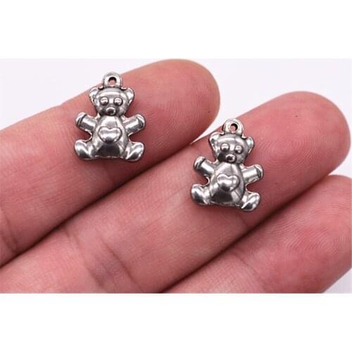5pcs/lot Hight Quality Charms Cute Bear 15*12*4mm Stainless Steel Pendants Making DIY Handmade Jewelry