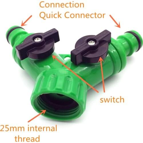 5 Pcs Y Connector Quick Coupling Drip Irrigation System Adapter 2-way Valve Garden Irrigation G3 / 4 " Internal Thread