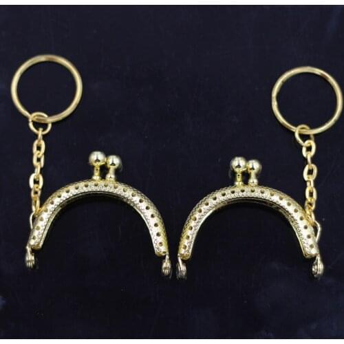 50PCS Gold Tone 5cm Mini Arch Metal Purse Bag Frames Kiss Clasps Clutch Buckle Handbag Luggage Hardware Accessories Key Ring