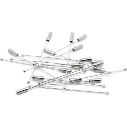 50Pcs Silver Tone Copper Ball Head Pins Brooches Back Pin Crafts Findings 8x0.4cm