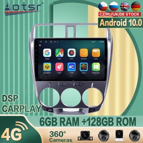 128G for Honda City 2008 - 2013 Android Car radio Player GPS Navigation 360 camera Auto Stereo 2din Multimedia Video DSP carplay
