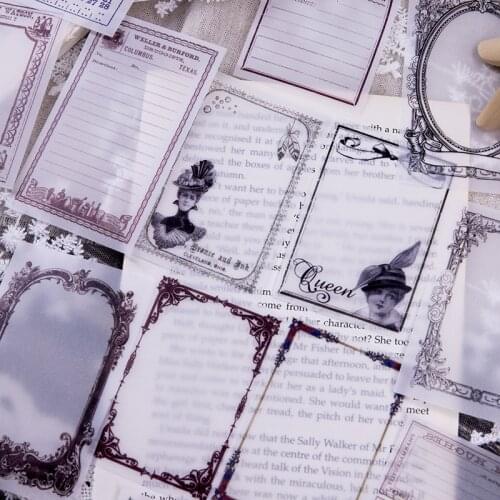 45 sheets/pack illustrated Writing Note Retro Memo Pads Transparent Sulphuric Acid Paper Loose Leaf Paper Notes