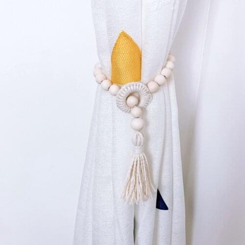 Wooden Bead Curtain Holders with Tassels Wood Beads Tiebacks Curtain Holdbacks Home Drape Curtain Decorative Accessories
