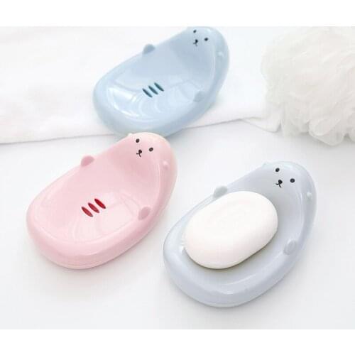 Childrens cartoon soap dish, bathroom drain soap holder, toilet wash soap box, plastic soap tray Cute soap box