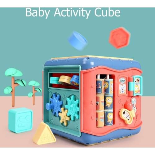 Baby Toys Activity Play Cube Six-Sided Box Montessori Shape Match Infant Development Educational Toy For Kids 13 24 Months