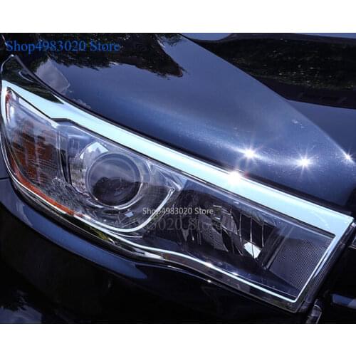For Toyota Highlander 2015 2016 2017 ABS Chrome Front Headlight Trim Cover Frame Car Decoration Sticker Exterior Accessories