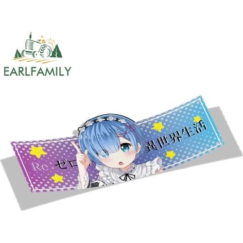 EARLFAMILY 3D Car Sticker for Re-zero Slap Stickers Anime Vinyl Rear Windshield Trunk Decal Waterproof Car Accessories