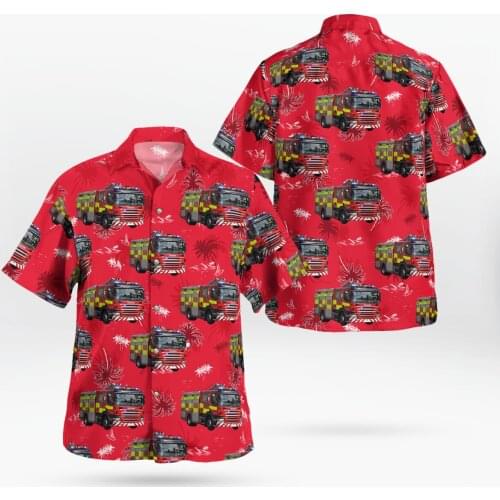 Fire Truck 3D Print Beach Hawaiian 2021 Summer Shirt Short Sleeve Shirt Streetwear Oversized 5XL Camisa Social Chemise Homme-29