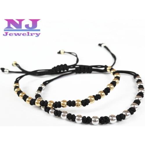 Instagram Hot Sale Fashion Brand Easy Bracelets Summer Round Copper Beads Braided Macrame European American Braiding Bracelet