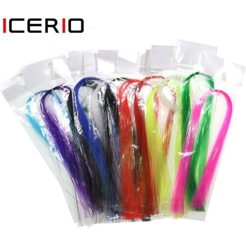 ICERIO 12packs 0.5MM/1/50" Flat Disco Pearl Sparkle Flash Crystal Tinsel Fly Tying Material Saltwater Streamer Bait Fish Lure