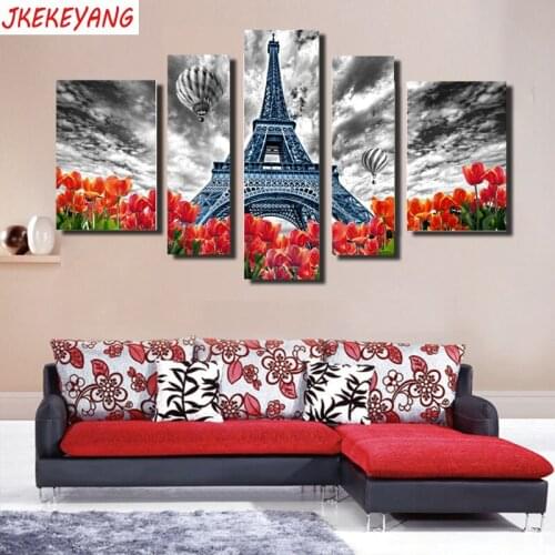 Full Square/Round Drill 5D DIY diamond painting 5pc Paris Tower Pictures mosaic Diamond Embroidery Wall Arts J2261