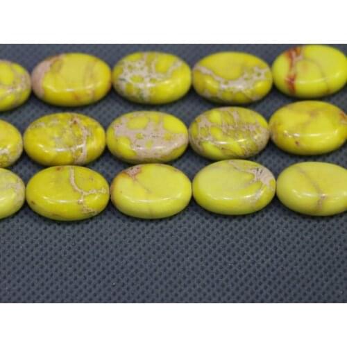 Kindgems Emperor Imperial Yellow Beads Gems Stone Bead Strand Diy For Jewelry Making for Women Oval Shape Smooth Surface Beads