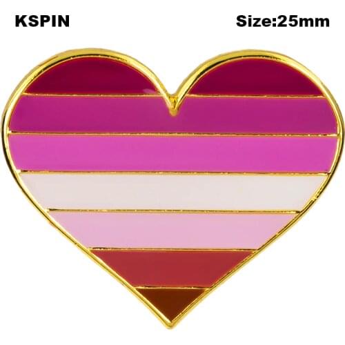 LGBT Rainbow homosexual Lipstick Kiss lip Lesbian Pride Badge Pride heart shaped flag lapel pin badge pin Brooch Icons XY0633