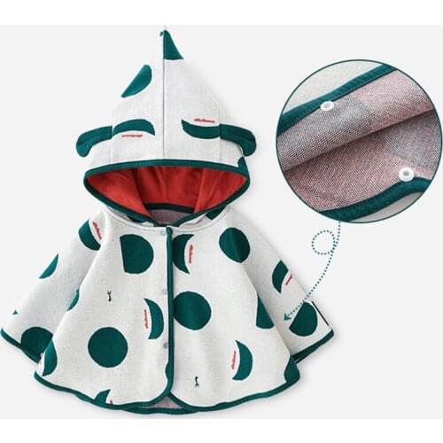 Cute Korean Baby Poncho Coat New Born Boys Girls Hooded Cotton Cape Jackets Autumn Winter Infant Clothes Kids Outerwear Cloak 1Y