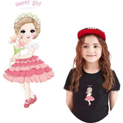 Cartoon Girls Patches For Clothes Heat Transfer For Clothing Thermal Stickers Flower Animal Patches Iron On Transfer On clothes