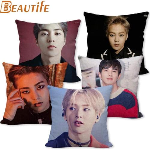 45X45cm XIUMIN EXO Pillow Cover Square Zipper Cotton Linen Fabric Pillow Cases Bedroom Home Decorative Boys Girls Gift