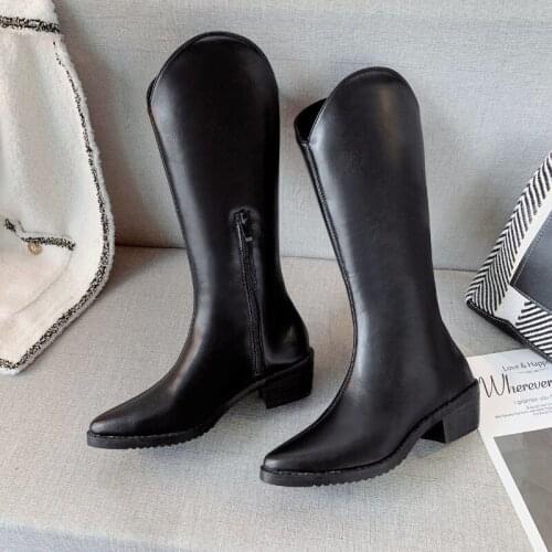 2021 New Winter Womens Boots, Womens Shoes, Fashion Rain Boots Women Motorcycle Boots Platform Boots Black Knee High Boots