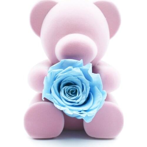 2021 New Year Gift Rose Bear Blue Forever Flower Valentines Day Gift Art Ornament Holiday Gift