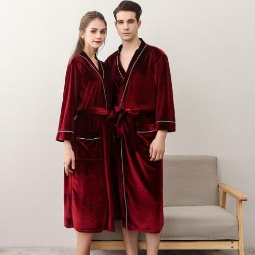 Couples Summer Sexy Pajamas Lady Medium Length Gold Velvet Bathrobe Plus Size Mens Cool Sleeprobe Girls Sleepdress D-2131