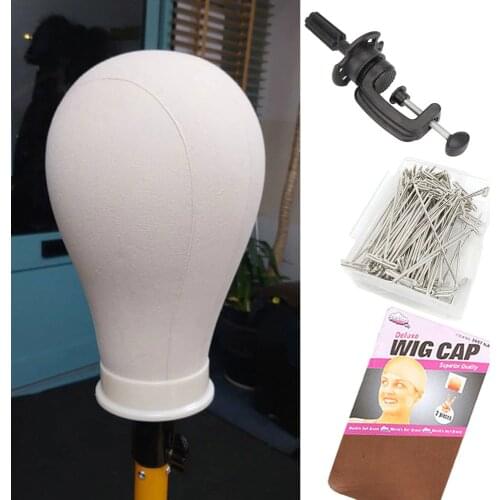 21-24inch Mannequin Head Wig Head for Styling Making Displaying Canvas Maniquin/Manequin Head and Stand Wig Stand Holder