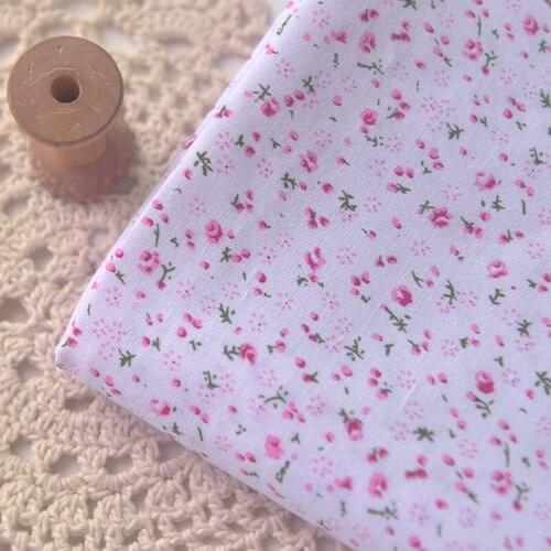 Rose Pink Small Floral Cotton Fabric Tops, Hanfu, Dresses, Baby Clothes, Tablecloths, Handmade Diy Fabrics