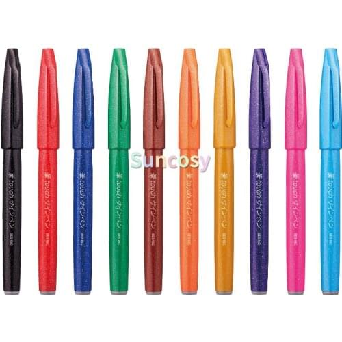 Pentel TOUCH Color soft head pen, Water color pens For Kids Cute stationery, Professional Art colored pens Art Supplies