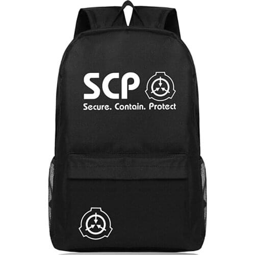 SCP Secure Contain Protect Foundation Cosplay Luminous Oxford Backpack Student School Shoulder Bag Laptop Travel Rucksack