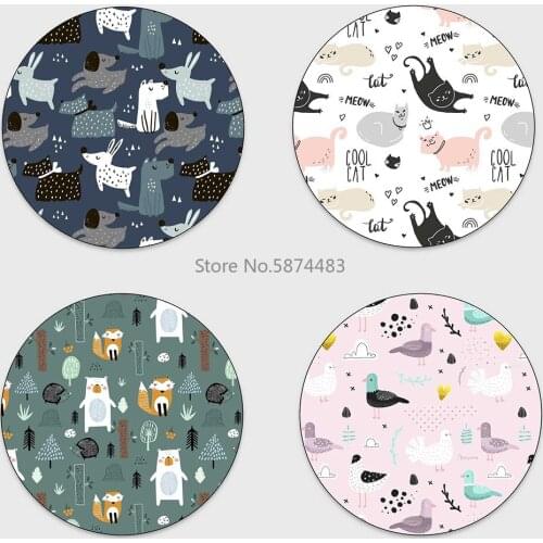 Nordic Cartoon Animal Forest Cats and Dogs Pet Mat Childrens Room Living Room Bedroom Hanging Basket Chair Round Mat