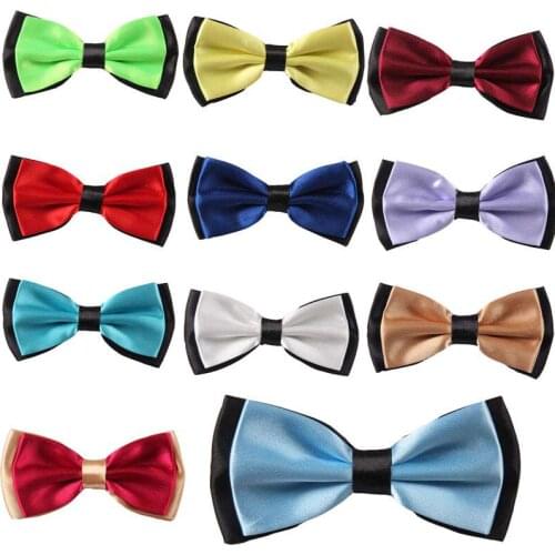 Wedding Party Dress Smart Clip-on Formal Bow Tie Plain Pre-Tied Necktie Mens Bowties Adjustable Satin Smart Prom