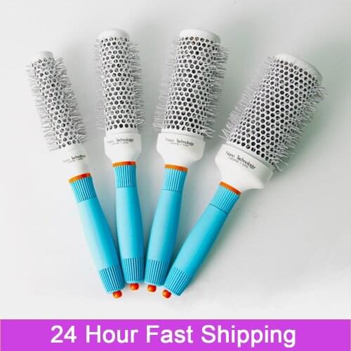 Thermal Nano Technology Ceramic Ionic Hair Round Brushes Aluminum Hair Barrel Comb In 4 Sizes Hairdressing Brushes Hair Styling