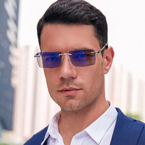 Square small rimless fashion woman sunglasses 2021 new European and American comfort wear outside good quality metal eyeglasses