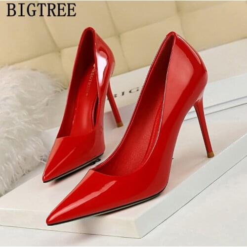 Red heels office shoes women stiletto heels bigtree shoes woman elegant big size black pumps women shoes extreme high heels sexy