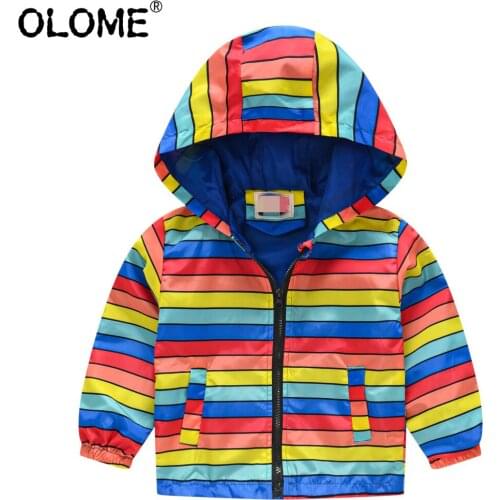 Toddler Spring Jacket Boys Windbreaker Flora Jackets for Kids Girl Children Outdoor Clothes OLOME Rainbow Infant Baby Outwear