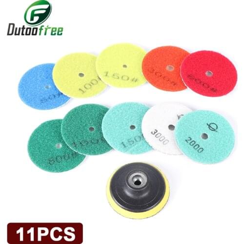 High Quality 3 in. 10 pcs Diamond Flexible Wet Polishing Disc 1 pcs M10 Holder for Marble Stone Glass Granite Tile Concrete Grin