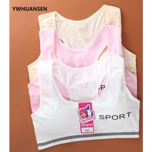 YWHUANSEN Wire Free Letter Print Young Girls Cosy Undies Children Clothing Teenagers Cotton Underwear Training Bras Sports Vest
