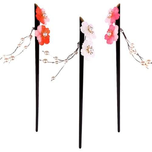 Prettyia 3pcs Women Girls Hair Stick Pin Hairpin for Long Hair Pearls Dangle Kanzashi fit Party Prom Banquet Daily Life