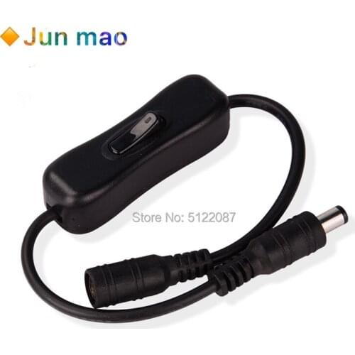1pcs 5.5*2.1mm DC Power Plug Connector Switch on/off Black LED Strip Wire Switch Cable For SMD 5050 3528 Single Color Strip