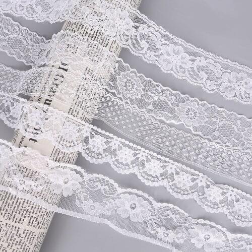 10Yards/lot White Color Width 13-165mm Springy Lace Fabric Trim Ribbon Garment Accessories For DIY Clothing Wedding Decoration