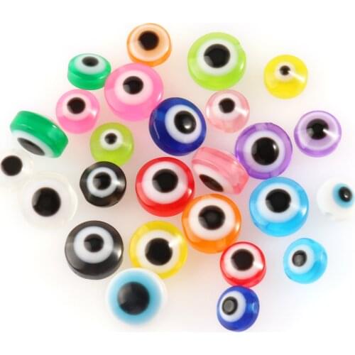 100pcs 6 8 10 mm Oblate Spacer Beads Evil Eye Beads Stripe Resin Spacer Beads For Jewelry Making DIY Bracelet Necklace Wholesale