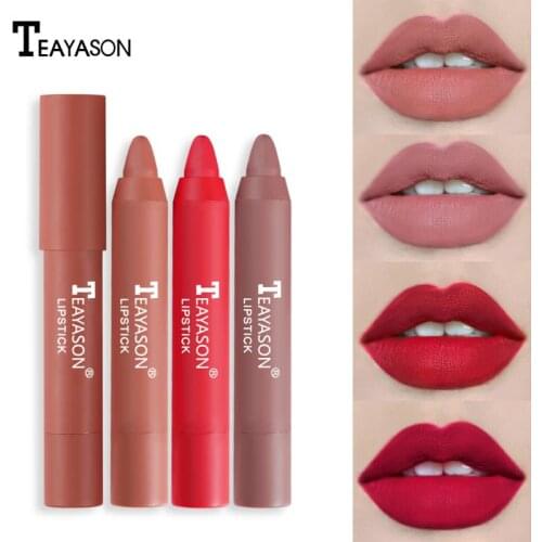 12 Colors Velvet Matte Lipsticks Pencil Waterproof Non-Stick Cup Lip Tint Pen Cosmetic Makeup Lip Gloss Mineral Pigment Batom