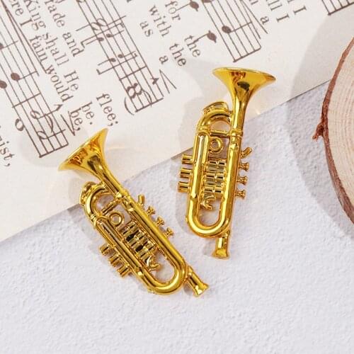 2Pcs 1:12 Scale Dollhouse Miniatures Musical Instrument Tuba Model Doll House Decor