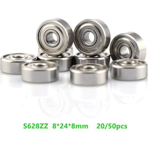 20/50pcs ABEC-5 S628ZZ S628 ZZ 8*24*8mm Stainless steel Ball bearing Miniature Deep Groove Ball Bearings 8x24x8 mm