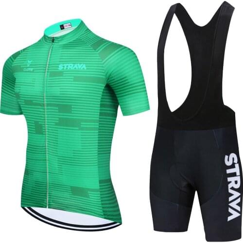 2021 Team STRAVA Summer Cycling Jersey 20D Bib Set MTB Uniform Bicycle Clothing Quick Dry Bike Wear Ropa Ciclismo Gel Pad