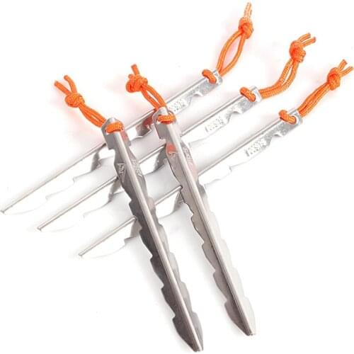 304 Stainless Steel Titanium Tent Peg V Shape Titanium Spike Windproof Outdoor Camping Ground Nails Traveling Tent Accessories