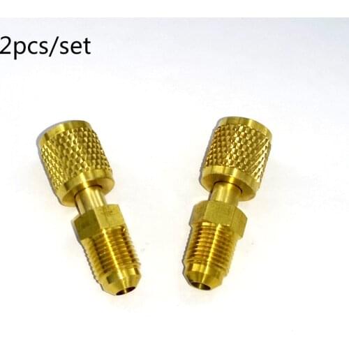 2Pcs Air Conditioning Adapter Male 5/16" SAE Female 1/4" SAE R410 R32 R22 Adapter Air Conditioning Refrigerant Repair Fluoride