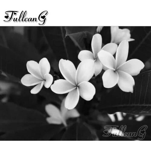 FULLCANG White flower diy 5d diamond mosaic diamond painting full square round drill diamond embroidery sale decoration FC2580