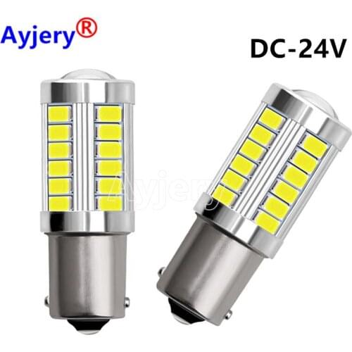 AYJERY 100Pcs DC 12V/24V P21W 1156 BA15s 33 LED 5630 SMD 1157 BAY15D Car Auto Rear Front Turn Signal Tail Lights Parking Lamps
